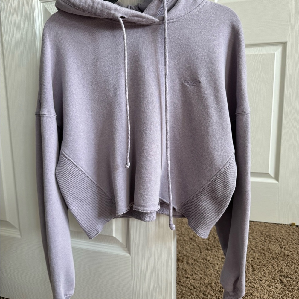 Hollister Purple Cropped Asymmetrical Hoodie